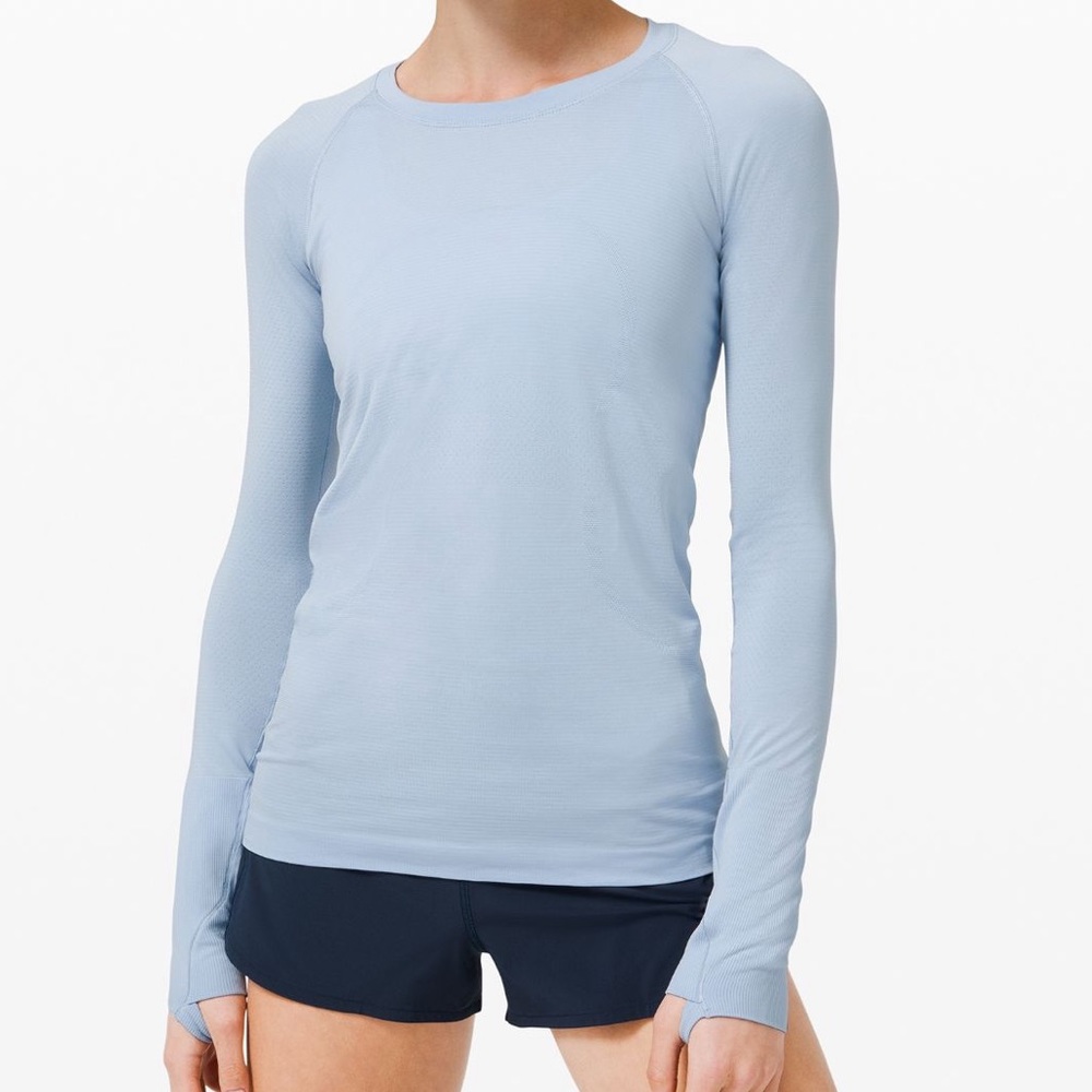 lululemon athletica Light Blue Long Sleeve Crew Top